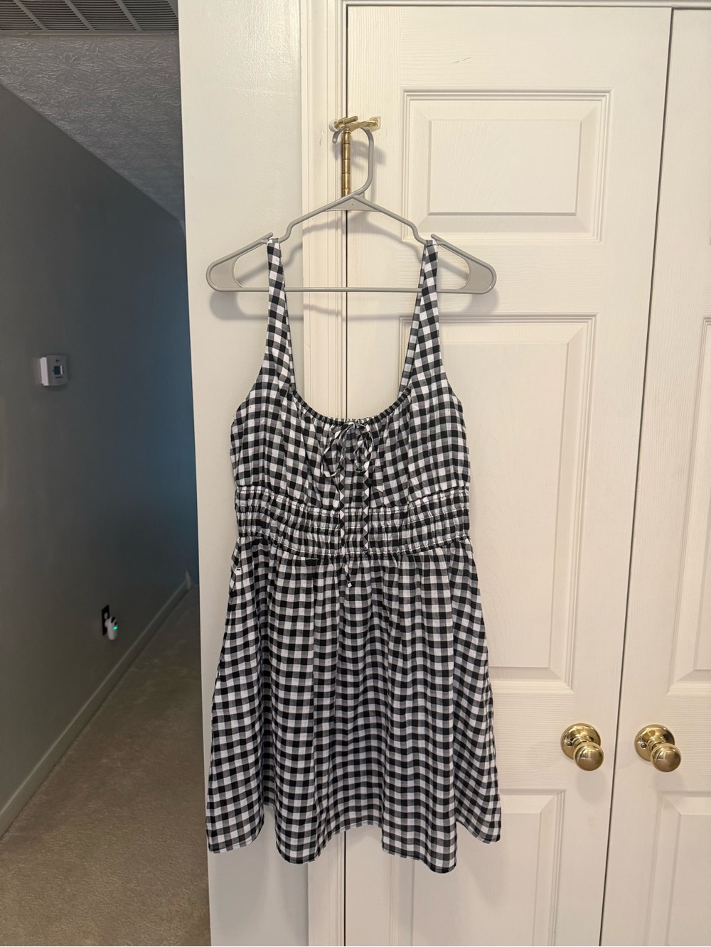 LOFT Black and White Gingham large dress